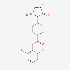 molecular formula C16H17ClFN3O3 B2871237 3-(1-(2-(2-Chloro-6-fluorophenyl)acetyl)piperidin-4-yl)imidazolidine-2,4-dione CAS No. 2034388-66-2