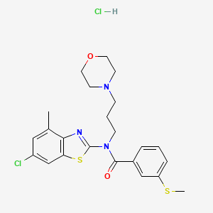 molecular formula C23H27Cl2N3O2S2 B2871259 N-(6-CHLORO-4-METHYL-1,3-BENZOTHIAZOL-2-YL)-3-(METHYLSULFANYL)-N-[3-(MORPHOLIN-4-YL)PROPYL]BENZAMIDE HYDROCHLORIDE CAS No. 1330337-16-0