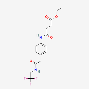 molecular formula C16H19F3N2O4 B2871275 Ethyl 4-oxo-4-((4-(2-oxo-2-((2,2,2-trifluoroethyl)amino)ethyl)phenyl)amino)butanoate CAS No. 1235016-73-5
