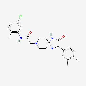molecular formula C24H27ClN4O2 B2871335 N-(5-chloro-2-methylphenyl)-2-[2-(3,4-dimethylphenyl)-3-oxo-1,4,8-triazaspiro[4.5]dec-1-en-8-yl]acetamide CAS No. 1185171-77-0