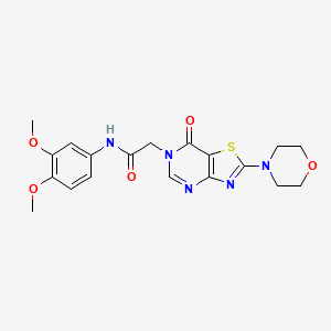 molecular formula C19H21N5O5S B2871362 N-(3,4-dimethoxyphenyl)-2-(2-morpholino-7-oxothiazolo[4,5-d]pyrimidin-6(7H)-yl)acetamide CAS No. 1223804-70-3