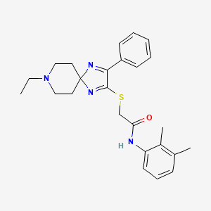 molecular formula C25H30N4OS B2871380 N-(2,3-DIMETHYLPHENYL)-2-({8-ETHYL-3-PHENYL-1,4,8-TRIAZASPIRO[4.5]DECA-1,3-DIEN-2-YL}SULFANYL)ACETAMIDE CAS No. 1189974-03-5