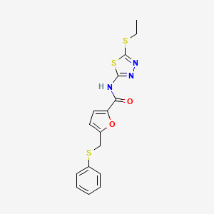 molecular formula C16H15N3O2S3 B2871391 N-[5-(ethylsulfanyl)-1,3,4-thiadiazol-2-yl]-5-[(phenylsulfanyl)methyl]furan-2-carboxamide CAS No. 853891-56-2