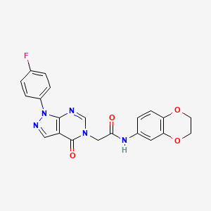 N-(2,3-dihydrobenzo[b][1,4]dioxin-6-yl)-2-(1-(4-fluorophenyl)-4-oxo-1H-pyrazolo[3,4-d]pyrimidin-5(4H)-yl)acetamide