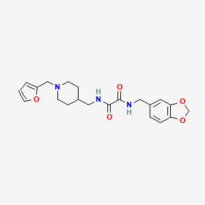 molecular formula C21H25N3O5 B2871423 N-[(2H-1,3-benzodioxol-5-yl)methyl]-N'-({1-[(furan-2-yl)methyl]piperidin-4-yl}methyl)ethanediamide CAS No. 953230-04-1