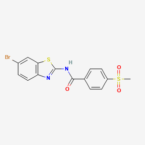 molecular formula C15H11BrN2O3S2 B2871431 N-(6-bromo-1,3-benzothiazol-2-yl)-4-methanesulfonylbenzamide CAS No. 896336-24-6
