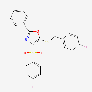 5-((4-Fluorobenzyl)thio)-4-((4-fluorophenyl)sulfonyl)-2-phenyloxazole