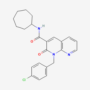 1-(4-chlorobenzyl)-N-cycloheptyl-2-oxo-1,2-dihydro-1,8-naphthyridine-3-carboxamide