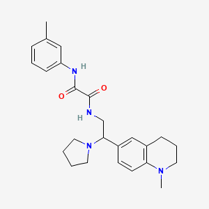 molecular formula C25H32N4O2 B2871474 N-[2-(1-methyl-1,2,3,4-tetrahydroquinolin-6-yl)-2-(pyrrolidin-1-yl)ethyl]-N'-(3-methylphenyl)ethanediamide CAS No. 921923-94-6