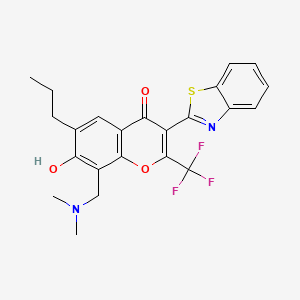 molecular formula C23H21F3N2O3S B2871491 3-(benzo[d]thiazol-2-yl)-8-((dimethylamino)methyl)-7-hydroxy-6-propyl-2-(trifluoromethyl)-4H-chromen-4-one CAS No. 222716-45-2