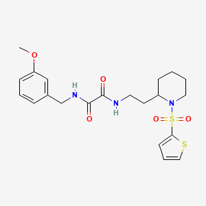 molecular formula C21H27N3O5S2 B2871498 N1-(3-methoxybenzyl)-N2-(2-(1-(thiophen-2-ylsulfonyl)piperidin-2-yl)ethyl)oxalamide CAS No. 898368-82-6