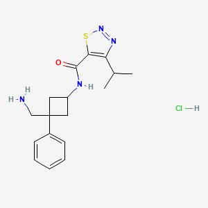 N-[3-(Aminomethyl)-3-phenylcyclobutyl]-4-propan-2-ylthiadiazole-5-carboxamide;hydrochloride