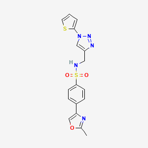 molecular formula C17H15N5O3S2 B2871506 4-(2-methyloxazol-4-yl)-N-((1-(thiophen-2-yl)-1H-1,2,3-triazol-4-yl)methyl)benzenesulfonamide CAS No. 2034561-06-1