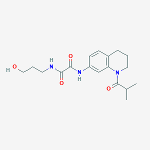 molecular formula C18H25N3O4 B2871542 N-(3-hydroxypropyl)-N'-[1-(2-methylpropanoyl)-1,2,3,4-tetrahydroquinolin-7-yl]ethanediamide CAS No. 941983-47-7