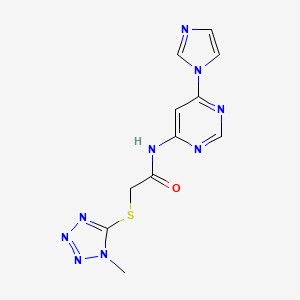molecular formula C11H11N9OS B2871549 N-(6-(1H-imidazol-1-yl)pyrimidin-4-yl)-2-((1-methyl-1H-tetrazol-5-yl)thio)acetamide CAS No. 1448033-97-3