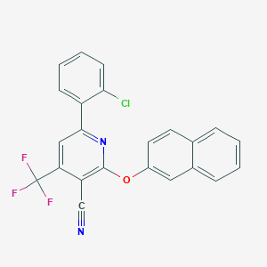 molecular formula C23H12ClF3N2O B2871553 6-(2-Chlorophenyl)-2-(2-naphthyloxy)-4-(trifluoromethyl)nicotinonitrile CAS No. 478049-44-4
