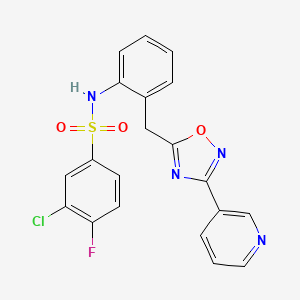 3-chloro-4-fluoro-N-(2-((3-(pyridin-3-yl)-1,2,4-oxadiazol-5-yl)methyl)phenyl)benzenesulfonamide