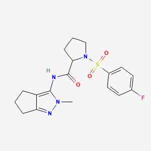 1-((4-fluorophenyl)sulfonyl)-N-(2-methyl-2,4,5,6-tetrahydrocyclopenta[c]pyrazol-3-yl)pyrrolidine-2-carboxamide
