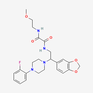 molecular formula C24H29FN4O5 B2871562 N'-[2-(2H-1,3-benzodioxol-5-yl)-2-[4-(2-fluorophenyl)piperazin-1-yl]ethyl]-N-(2-methoxyethyl)ethanediamide CAS No. 896363-67-0