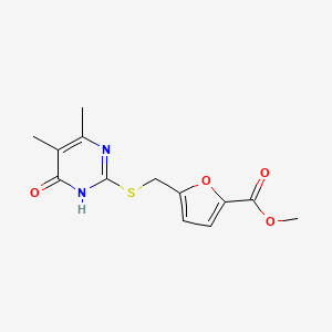 molecular formula C13H14N2O4S B2871576 Methyl 5-(((4,5-dimethyl-6-oxo-1,6-dihydropyrimidin-2-yl)thio)methyl)furan-2-carboxylate CAS No. 941980-38-7