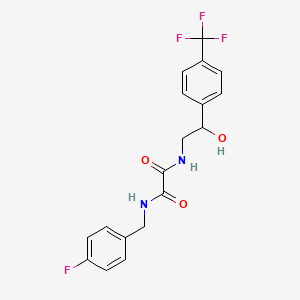molecular formula C18H16F4N2O3 B2871607 N'-[(4-fluorophenyl)methyl]-N-{2-hydroxy-2-[4-(trifluoromethyl)phenyl]ethyl}ethanediamide CAS No. 1351641-79-6