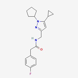 N-((1-cyclopentyl-5-cyclopropyl-1H-pyrazol-3-yl)methyl)-2-(4-fluorophenyl)acetamide