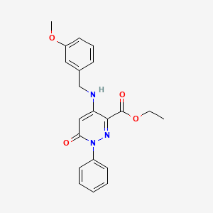 molecular formula C21H21N3O4 B2871670 ethyl 4-{[(3-methoxyphenyl)methyl]amino}-6-oxo-1-phenyl-1,6-dihydropyridazine-3-carboxylate CAS No. 921899-89-0