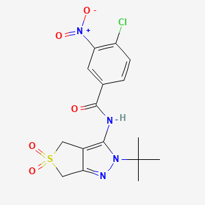 molecular formula C16H17ClN4O5S B2871697 N-{2-tert-butyl-5,5-dioxo-2H,4H,6H-5lambda6-thieno[3,4-c]pyrazol-3-yl}-4-chloro-3-nitrobenzamide CAS No. 449784-39-8