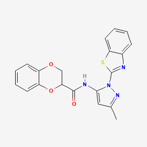 molecular formula C20H16N4O3S B2871714 N-(1-(benzo[d]thiazol-2-yl)-3-methyl-1H-pyrazol-5-yl)-2,3-dihydrobenzo[b][1,4]dioxine-2-carboxamide CAS No. 1171437-39-0