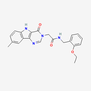 molecular formula C22H22N4O3 B2871726 N-[(2-ethoxyphenyl)methyl]-2-{8-methyl-4-oxo-3H,4H,5H-pyrimido[5,4-b]indol-3-yl}acetamide CAS No. 1105213-79-3