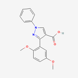 molecular formula C18H16N2O4 B2871743 3-(2,5-dimethoxyphenyl)-1-phenyl-1H-pyrazole-4-carboxylic acid CAS No. 956386-16-6