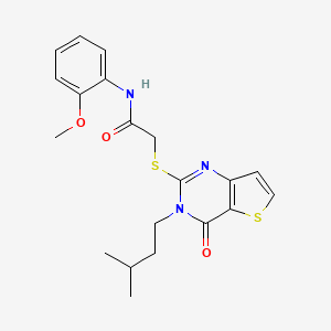 molecular formula C20H23N3O3S2 B2871751 N-(2-methoxyphenyl)-2-{[3-(3-methylbutyl)-4-oxo-3,4-dihydrothieno[3,2-d]pyrimidin-2-yl]sulfanyl}acetamide CAS No. 1252905-31-9