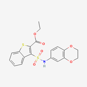 molecular formula C19H17NO6S2 B2871758 ethyl 3-(N-(2,3-dihydrobenzo[b][1,4]dioxin-6-yl)sulfamoyl)benzo[b]thiophene-2-carboxylate CAS No. 932520-20-2