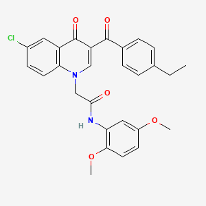 2-(6-chloro-3-(4-ethylbenzoyl)-4-oxoquinolin-1(4H)-yl)-N-(2,5-dimethoxyphenyl)acetamide