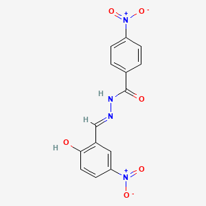 molecular formula C14H10N4O6 B2871783 N'-[(E)-(2-hydroxy-5-nitrophenyl)methylidene]-4-nitrobenzohydrazide CAS No. 41377-68-8