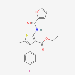 molecular formula C19H16FNO4S B2871799 ETHYL 4-(4-FLUOROPHENYL)-2-(FURAN-2-AMIDO)-5-METHYLTHIOPHENE-3-CARBOXYLATE CAS No. 379236-84-7