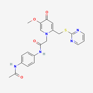 N-(4-acetamidophenyl)-2-(5-methoxy-4-oxo-2-((pyrimidin-2-ylthio)methyl)pyridin-1(4H)-yl)acetamide