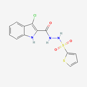 molecular formula C13H10ClN3O3S2 B2871832 N'-[(3-chloro-1H-indol-2-yl)carbonyl]-2-thiophenesulfonohydrazide CAS No. 866051-17-4