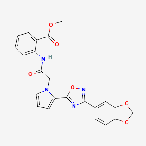 molecular formula C23H18N4O6 B2871841 methyl 2-(2-{2-[3-(2H-1,3-benzodioxol-5-yl)-1,2,4-oxadiazol-5-yl]-1H-pyrrol-1-yl}acetamido)benzoate CAS No. 1260997-07-6