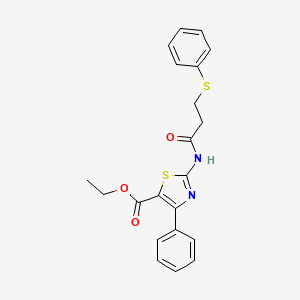 Ethyl 4-phenyl-2-(3-(phenylthio)propanamido)thiazole-5-carboxylate