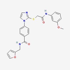 molecular formula C24H22N4O4S B2871866 N-[(furan-2-yl)methyl]-4-[2-({[(3-methoxyphenyl)carbamoyl]methyl}sulfanyl)-1H-imidazol-1-yl]benzamide CAS No. 1206986-04-0