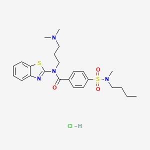 molecular formula C24H33ClN4O3S2 B2871867 N-(1,3-BENZOTHIAZOL-2-YL)-4-[BUTYL(METHYL)SULFAMOYL]-N-[3-(DIMETHYLAMINO)PROPYL]BENZAMIDE HYDROCHLORIDE CAS No. 1103350-78-2