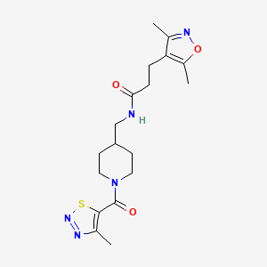 3-(3,5-dimethylisoxazol-4-yl)-N-((1-(4-methyl-1,2,3-thiadiazole-5-carbonyl)piperidin-4-yl)methyl)propanamide