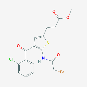 molecular formula C17H15BrClNO4S B028719 2-Bromoacetylamino-3-(2-chlorobenzoyl)-5-(2-carbomethoxyethyl)thiophene CAS No. 100827-79-0