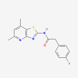 molecular formula C16H14FN3OS B2871905 N-(5,7-dimethylthiazolo[4,5-b]pyridin-2-yl)-2-(4-fluorophenyl)acetamide CAS No. 1021020-43-8