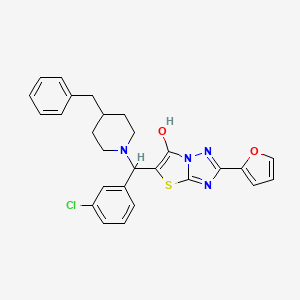 molecular formula C27H25ClN4O2S B2871940 5-((4-Benzylpiperidin-1-yl)(3-chlorophenyl)methyl)-2-(furan-2-yl)thiazolo[3,2-b][1,2,4]triazol-6-ol CAS No. 898465-02-6