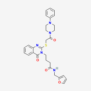 molecular formula C29H31N5O4S B2871955 N-(furan-2-ylmethyl)-4-[4-oxo-2-[2-oxo-2-(4-phenylpiperazin-1-yl)ethyl]sulfanylquinazolin-3-yl]butanamide CAS No. 422292-07-7