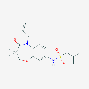 molecular formula C18H26N2O4S B2871970 N-(5-allyl-3,3-dimethyl-4-oxo-2,3,4,5-tetrahydrobenzo[b][1,4]oxazepin-8-yl)-2-methylpropane-1-sulfonamide CAS No. 922049-20-5