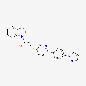 molecular formula C23H19N5OS B2871997 1-(2,3-dihydro-1H-indol-1-yl)-2-({6-[4-(1H-pyrazol-1-yl)phenyl]pyridazin-3-yl}sulfanyl)ethan-1-one CAS No. 1003156-79-3