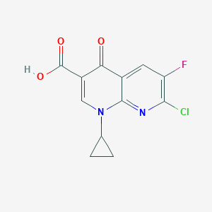 molecular formula C12H8ClFN2O3 B028720 7-Chloro-1-cyclopropyl-6-fluoro-4-oxo-1,4-dihydro-1,8-naphthyridine-3-carboxylic acid CAS No. 100361-18-0